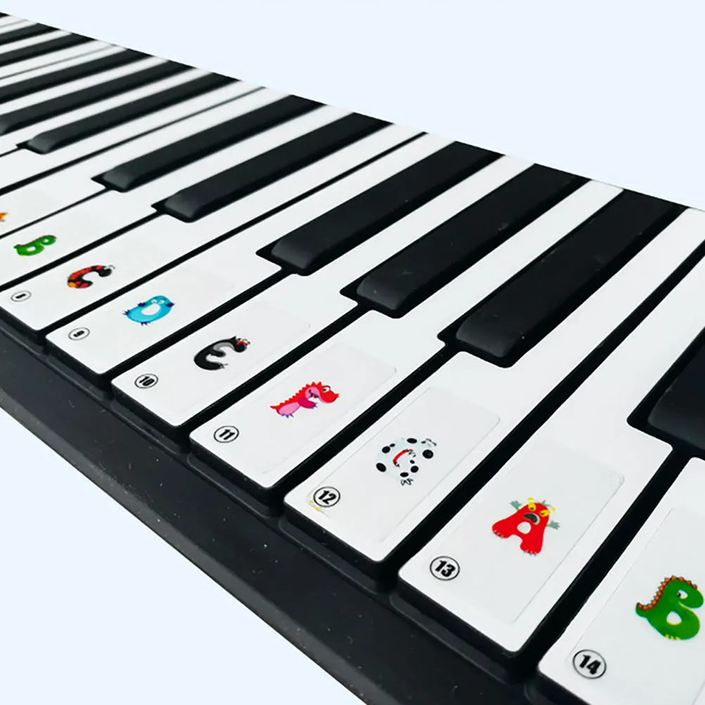 

3pcs Keyboard Stickers For Beginners Cartoon Note Labels 61 Keys Electronic Learning Accessory Sticky Keyboard Note Strips Music