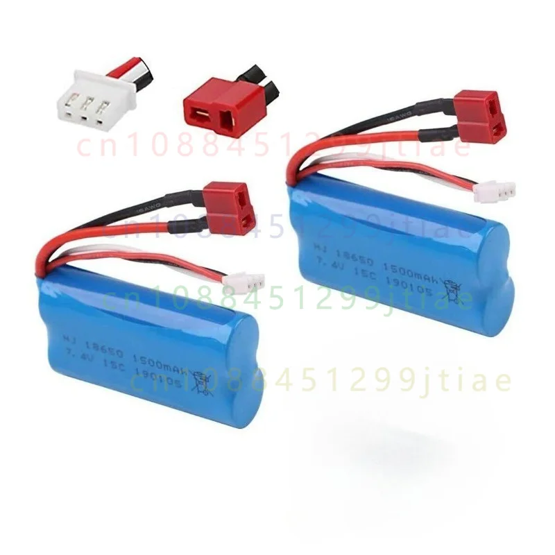 2 Pcs 7.4V 1500mAh Li-ion Battery T-Plug for WLtoys 4WD RC Car 12403 12401 12402