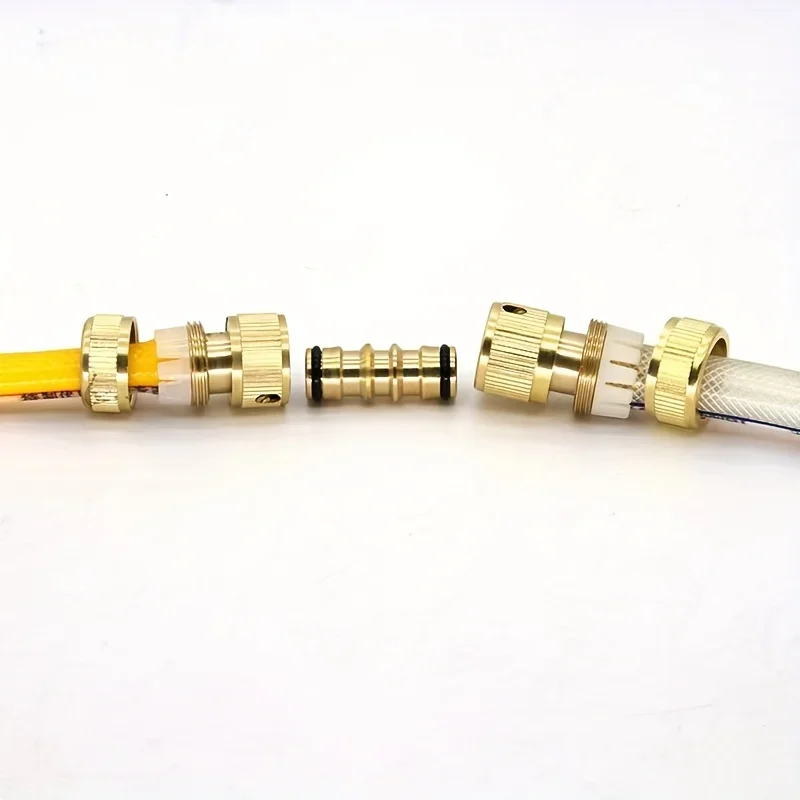 1PC Brass Bidirectional Hose Connector, Quick Adapter Repair Accessory Compatible with EU & USA Standard Threads (45mm Length)