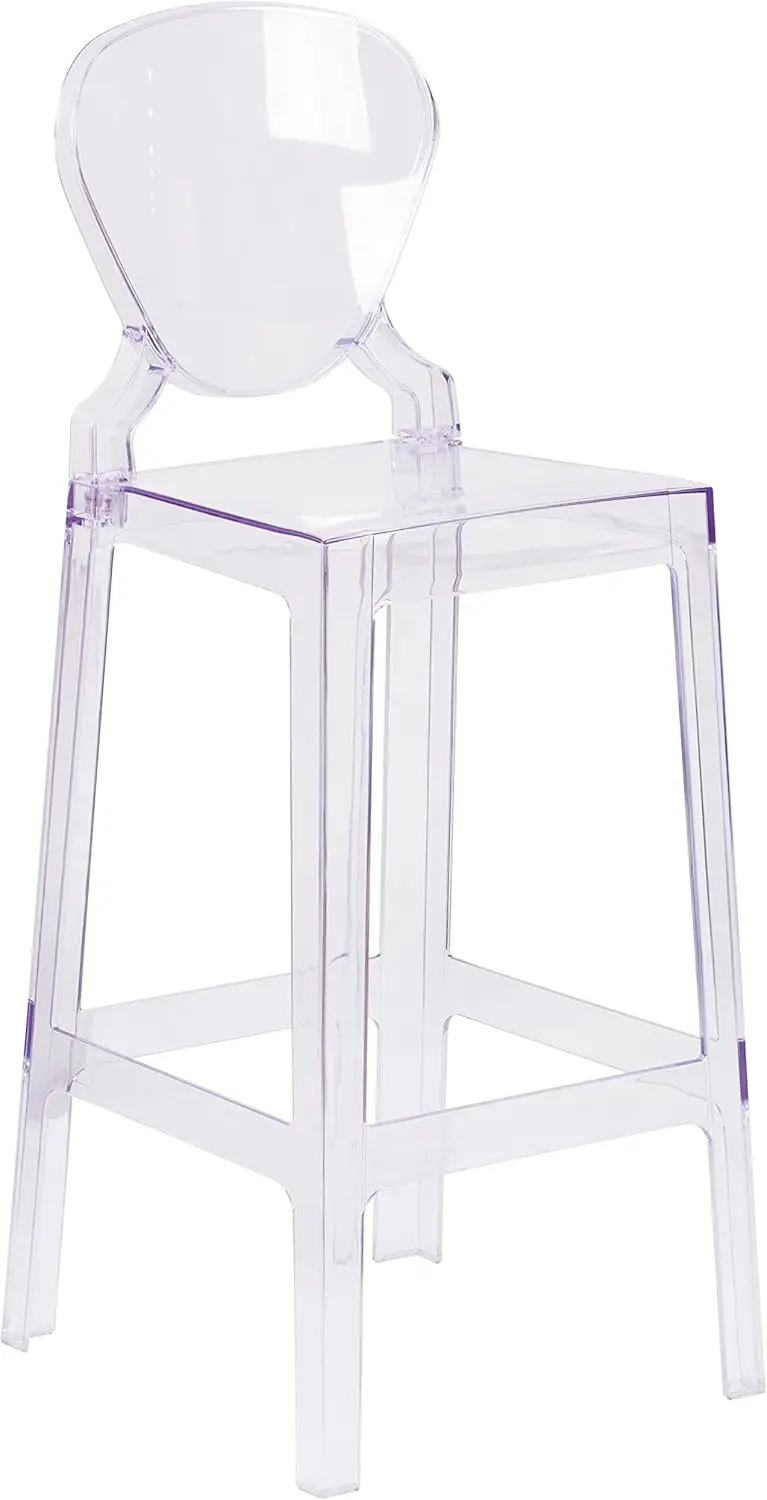 Theo Ghost Barstool With Tear Back In Transparent Crystal