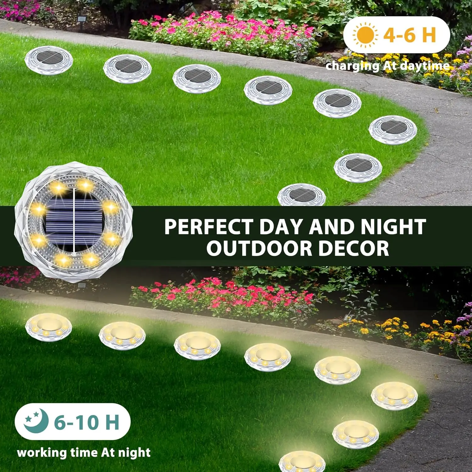LED Solar Power Disk Light Outdoor Waterproof Garden Underground Light Deck Light Buried Lights Solar Lamp Garden Pathway Decor