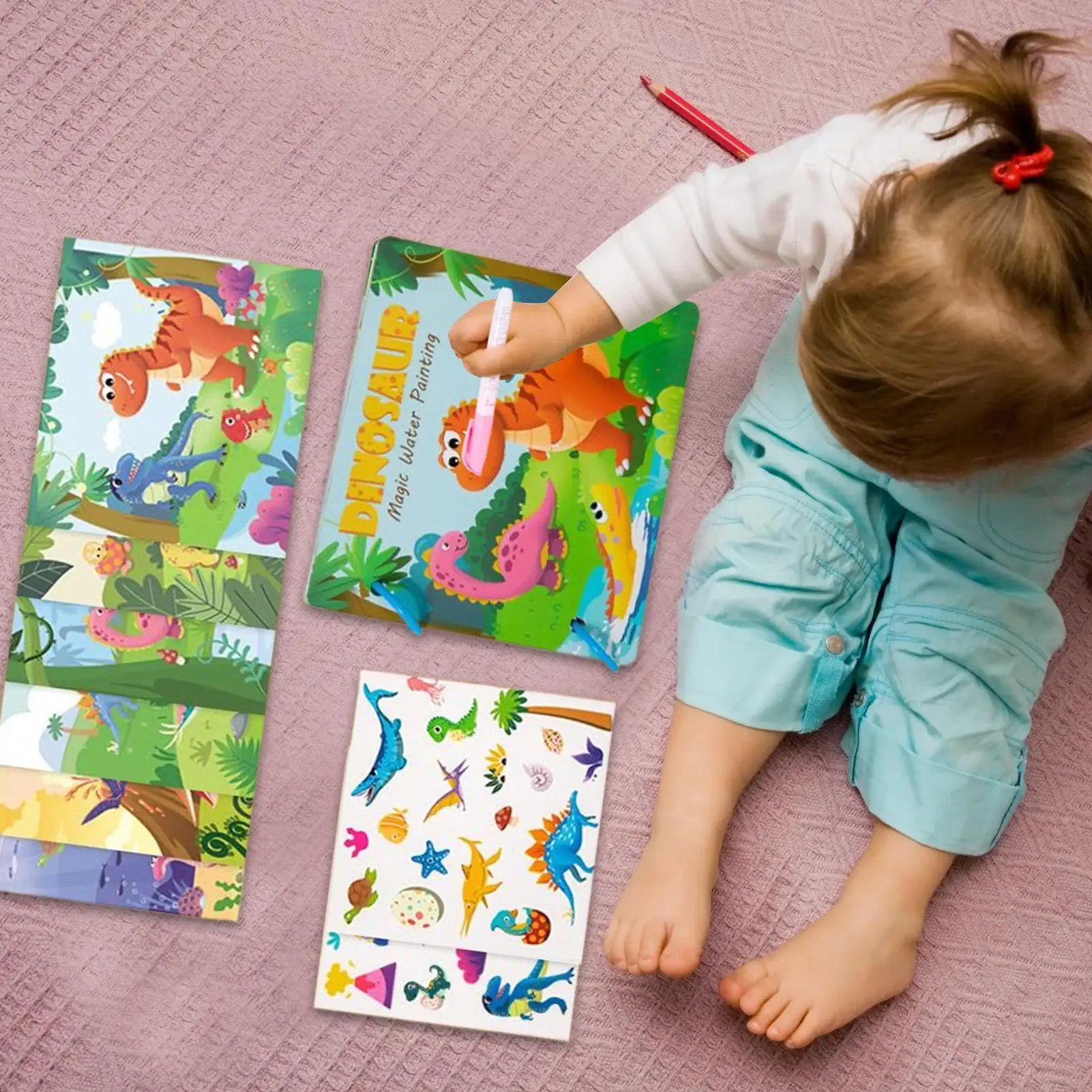 Watercolor Workbook Dinosaur Paper Workbook Water Paint Book For Boy Girl Student Toddler Artist Beginner Youth School Home