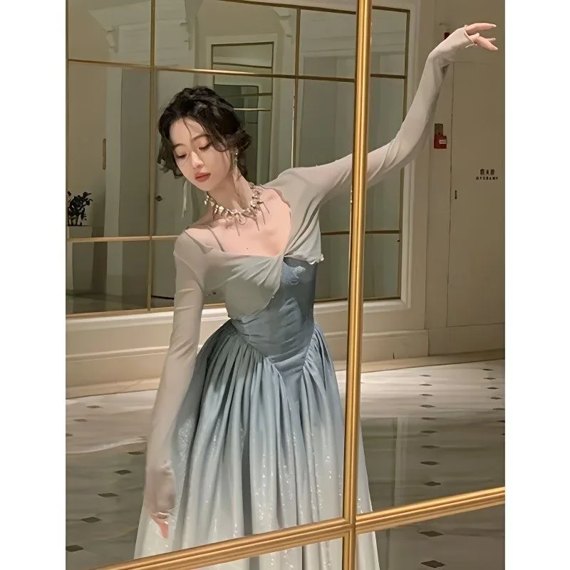 ملابس رقص باليه نسائية شبكية تغطي كم طويل خفيفة الوزن لليوجا الكلاسيكية الحديثة ممارسة الرقص يوتار القمم 2025 #1