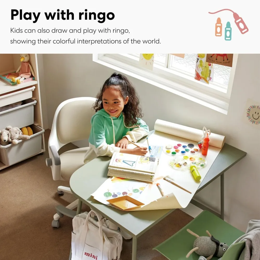 Ringo Kids Desk Chair : Ergonomic Kids Chair with Footrest, 4-Step Growing Function, Sit-Locking Casters, Swivel Type Kids Chair