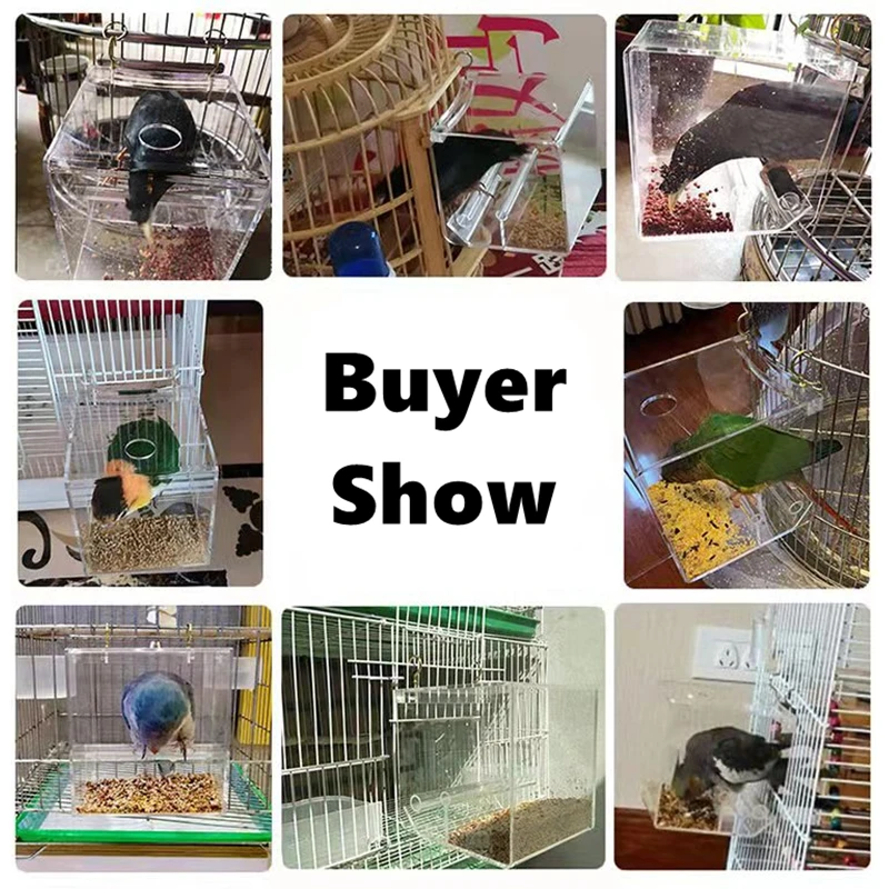 Bird Feeding House Hang Window & Birdcage Acrylic Feeder Bird Standing Stick Sliding Seed Leak Food Large Outdoor Natural Feeder