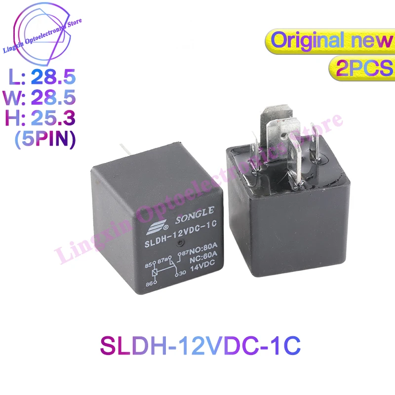 2PCS/lot High Power Relays 12V 24VDC SLDH-12VDC-1C SLDH-24VDC-1C 5Pin 14VDC Automobile relay 1 Form C 1.6W NO 80A NC 60A