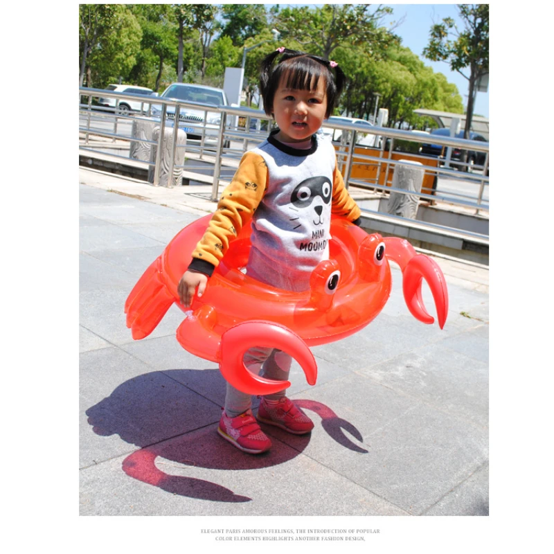 Círculo de natación inflable para niños, juguetes de agua para bebés, círculo flotante de cangrejo, entretenimiento acuático de verano