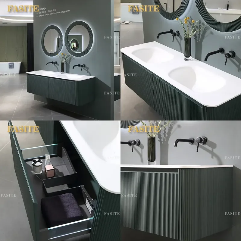 For Nordic Modern Light Luxury Bathroom Double Basin Washstand  Integrated Sink Cabinet Vanity