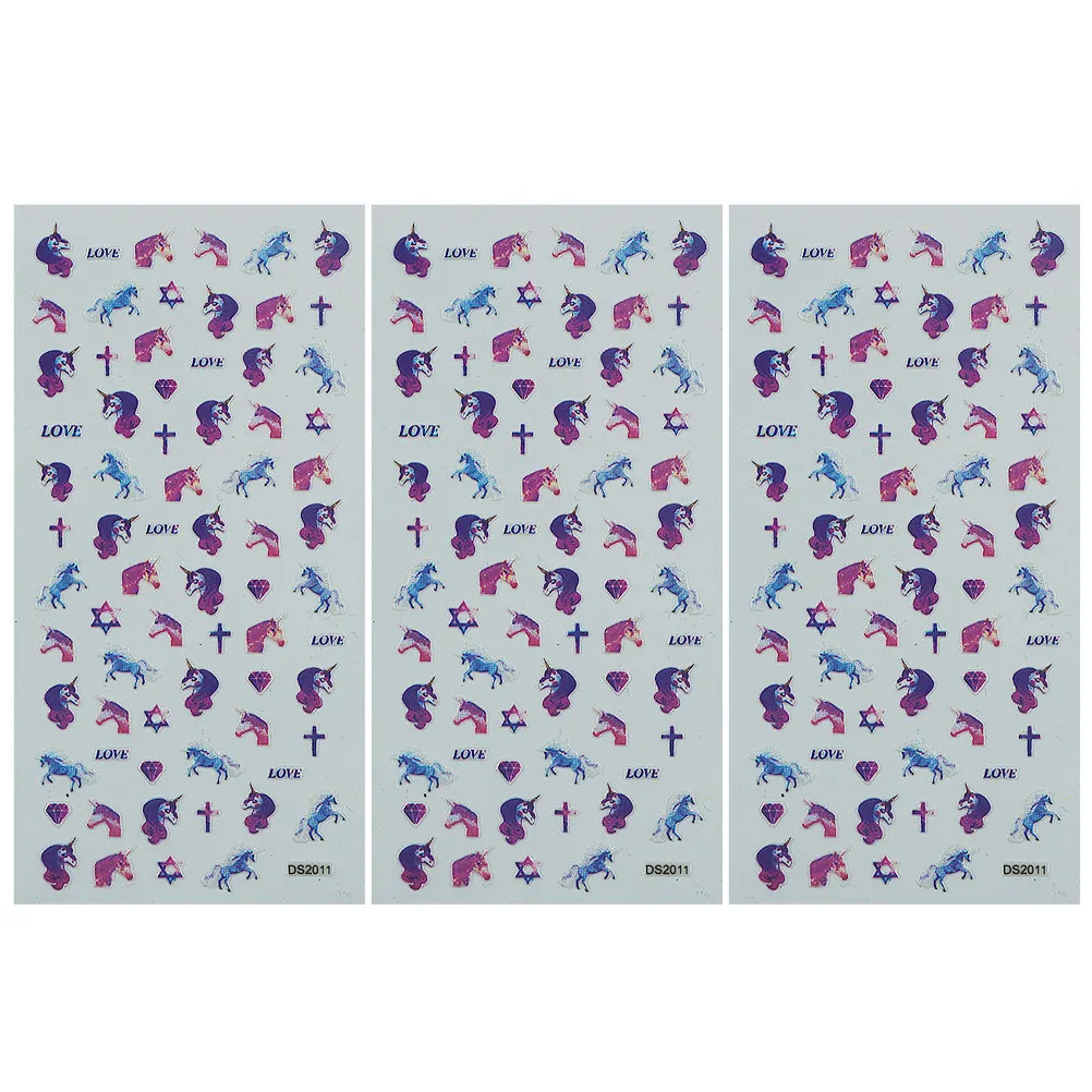 

Kids Nail Stickers 3 Sheets Cartoon Decals Fingernail Girls False Nails Art DIY Party Christmas Halloween Gifts Nail Art