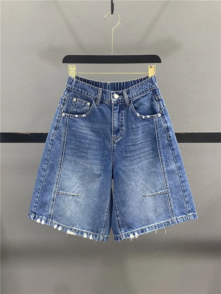 

High Waist Wide Leg Jeans Shorts Women's Summer New Style Casual Loose Slim Straight Five-Point Pants Mid-Length Jeans