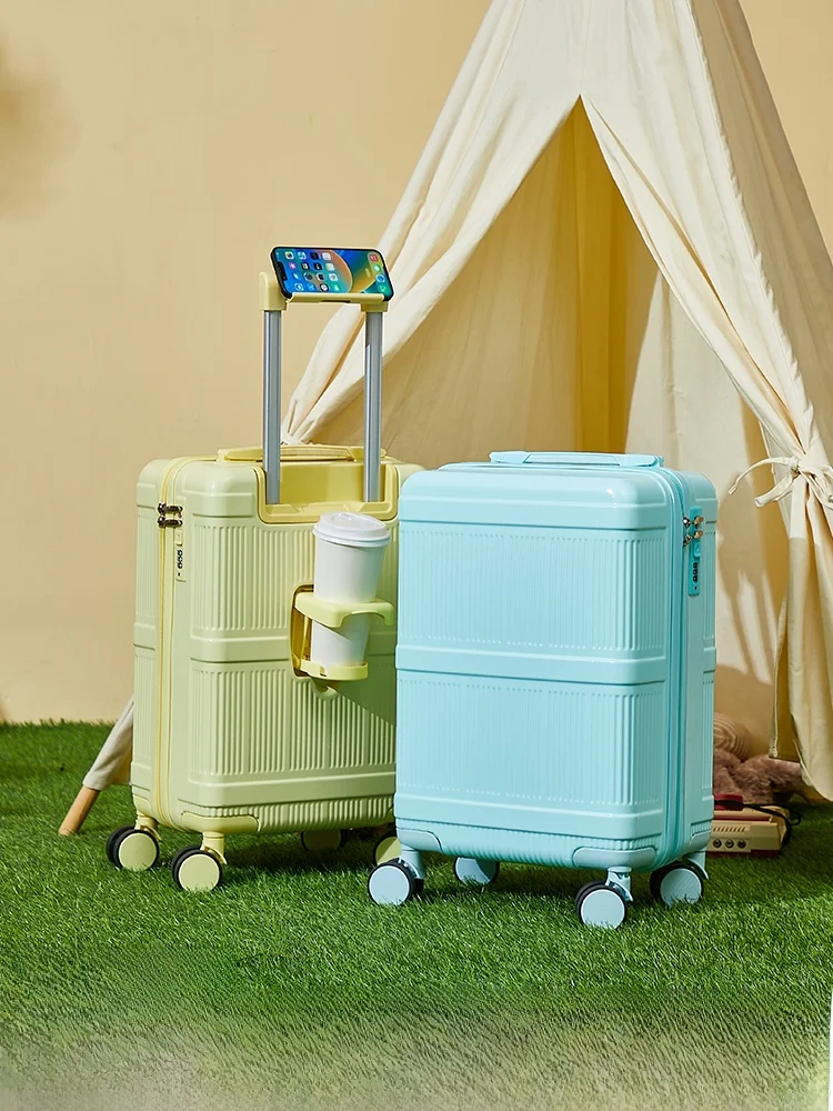 small-18-inch-luggage-suitcase-short-trip-password-pull-rod-carry-on-airplane-approved-unisex-travel-bag-trendy-abs-pvc