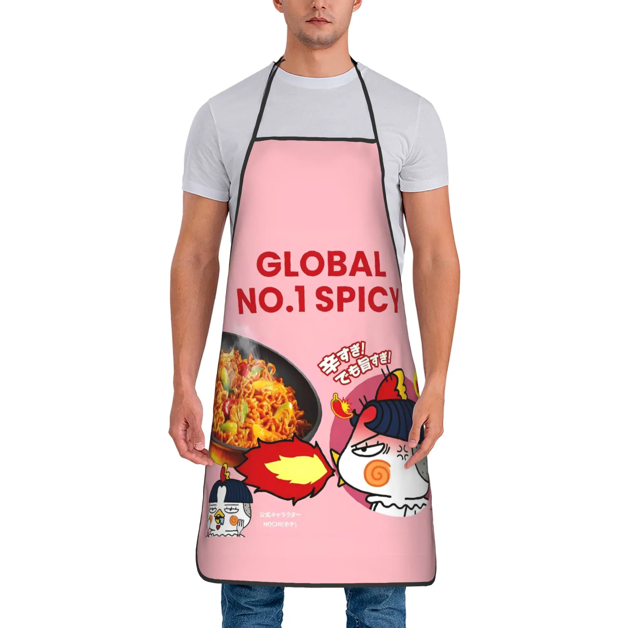 Spicy Chicken Noodles Hot Buldak Schürze, Arbeits-Küchenzubehör für Erwachsene, niedliche Haushaltsschürzen ohne Tasche