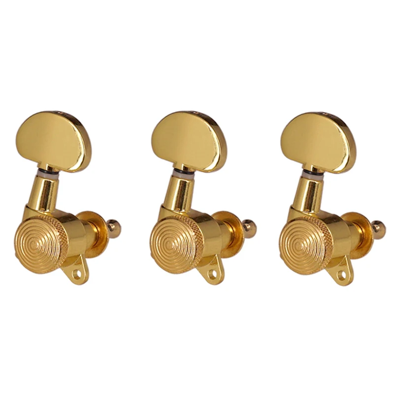 3R3L Gold Locked String Tuners Tuning Peg Key Machine Heads Semicircle Button for Acoustic Electric Guitar Lock Schaller Style