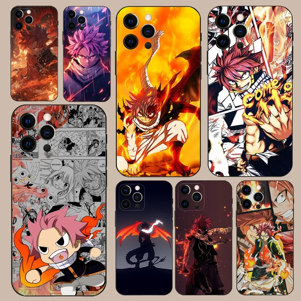 Anime Natsu Dragneel Phone Case For iPhone 16,15,14,13,12,11,Pro,X,XS,Max,XR,Plus,Mini Soft Black Cover