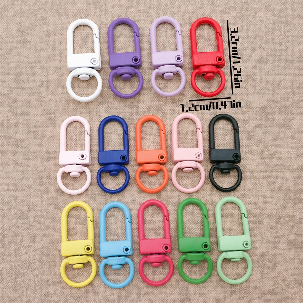 20pcs 32x12mm Keyring Lobster Clasp Spring Buckle With Chains Colored Keychains For DIY Jewelry Making Key Ring Hooks BagsBuckle image 2