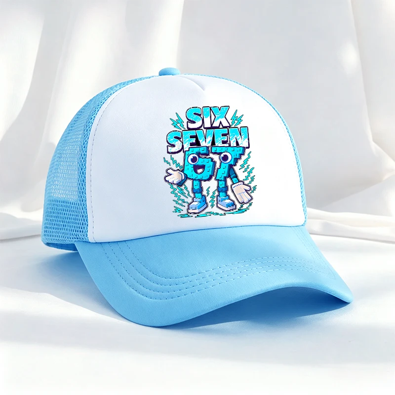 Cartoon Funny Six Seven Kawaii Baseball Cap for Adult Anime 67 Number Peaked Caps Hip Hop Parent Outdoor Mesh Hat Summer Sun Hat