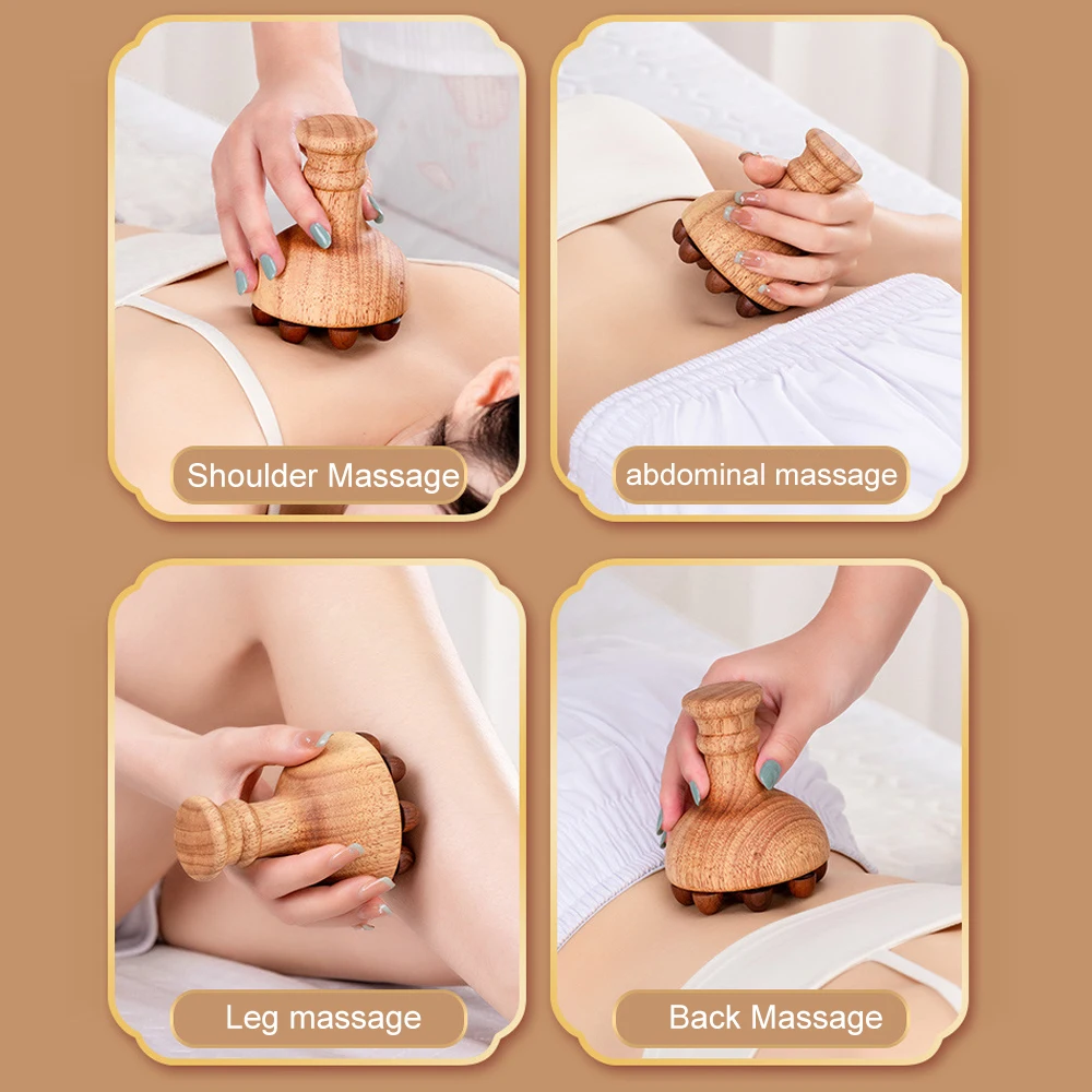 1Pcs Wooden Mushroom Massager Manual Wood Therapy Massage Tool, Anti Cellulite Lymphatic Drainage Massager Relief Muscle Tension