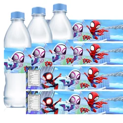 Etiquetas adhesivas para botellas de agua de Spidey y sus increíbles amigos, suministros para fiestas de cumpleaños, Baby Shower, decoración de mesa para niños