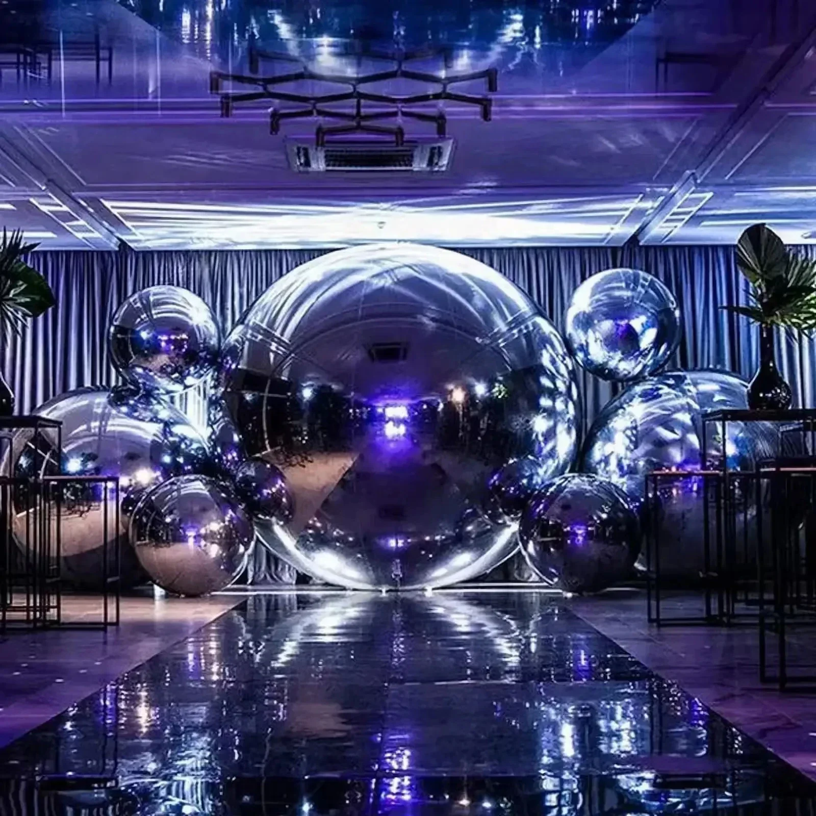 Riesiger Aufblasbarer Spiegelball Silber Chrom Disco-Ballon Reflektierende PVC-Kugel für Hochzeit Bühne Party Ausstellung Weihnachtsdekoration – Detail 5