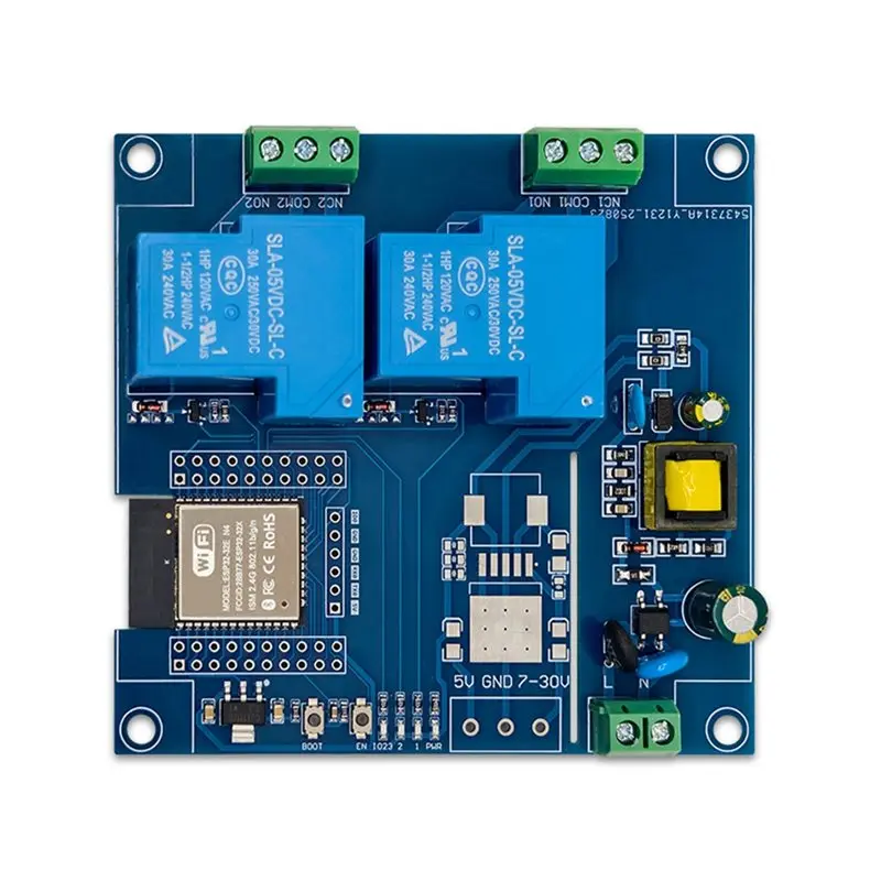 

FFYY-ESP32 2-канальный релейный модуль 30А Bluetooth Wi-Fi Макетная плата AC220V Поддержка вторичной разработки