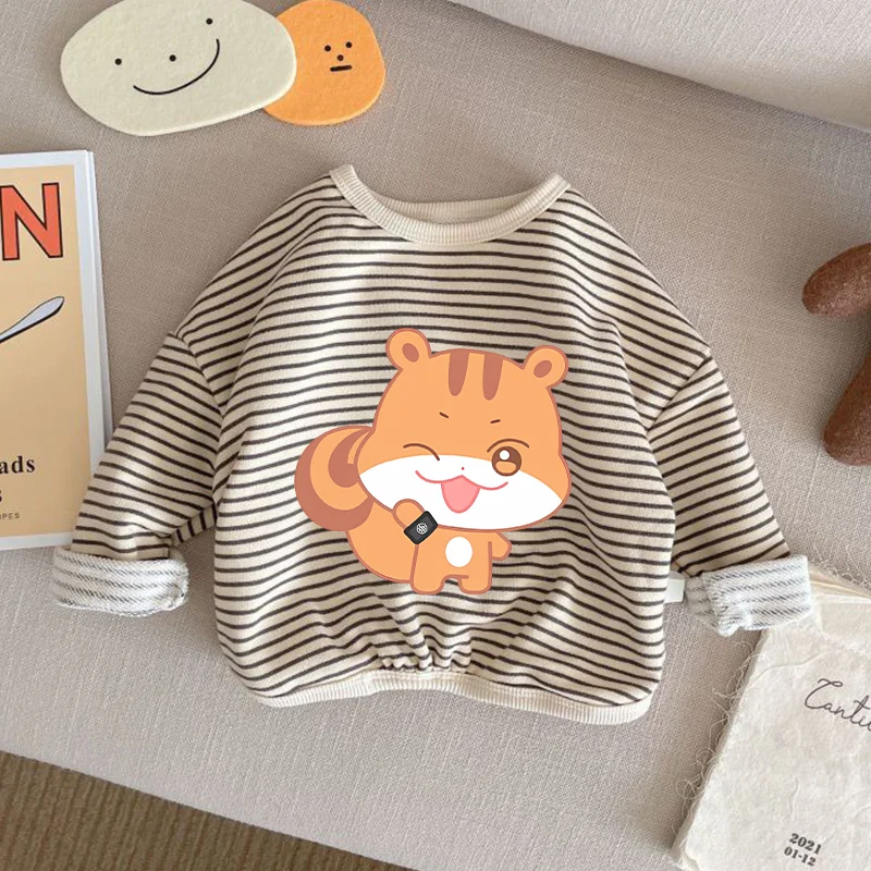 ATEEZ Striped T-Shirts cartoon Outfits Sweatshirt Aniteez Long Sleeve Kawaii kpop print Clothing Tops Tees Casuals Clothes Gifts