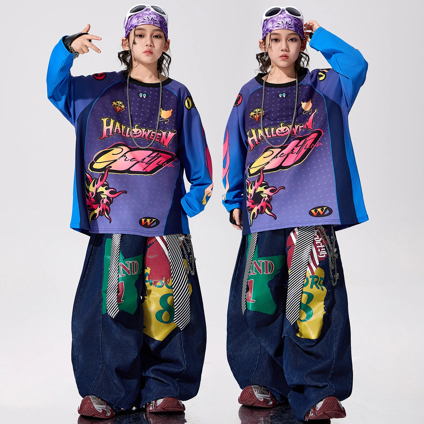 

Детская уличная одежда, толстовка в стиле хип-хоп для мальчиков, штаны-карго с граффити для уличных танцев, костюмы K-pop для девочек, джазовые костюмы, детская одежда