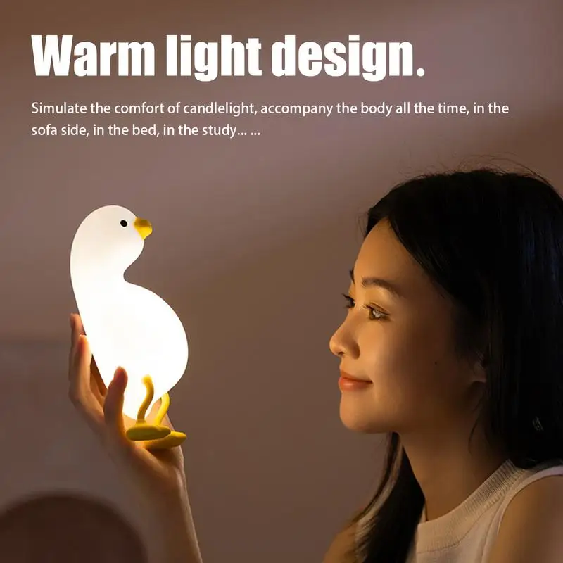 

Silicone Duck Lamp Nursery Recording Light For Toddler Touch-Sensitive Dimming USB Charging Voice Interaction Atmosphere Light