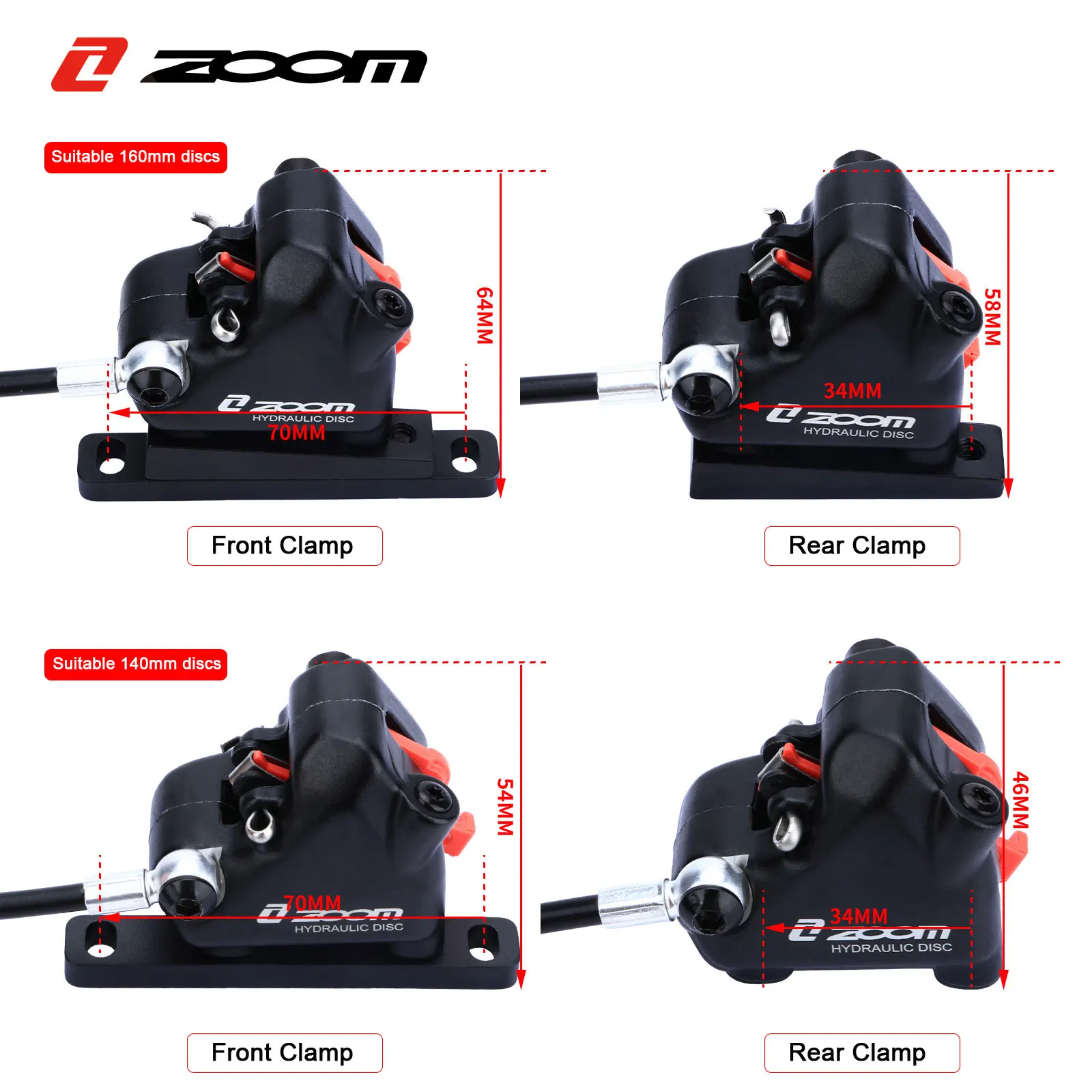 ZOOM flat mounted oil brake Road bicycle Flat handle oil disc Double side brake Internal wiring Brake clamp Disc brake handlebar