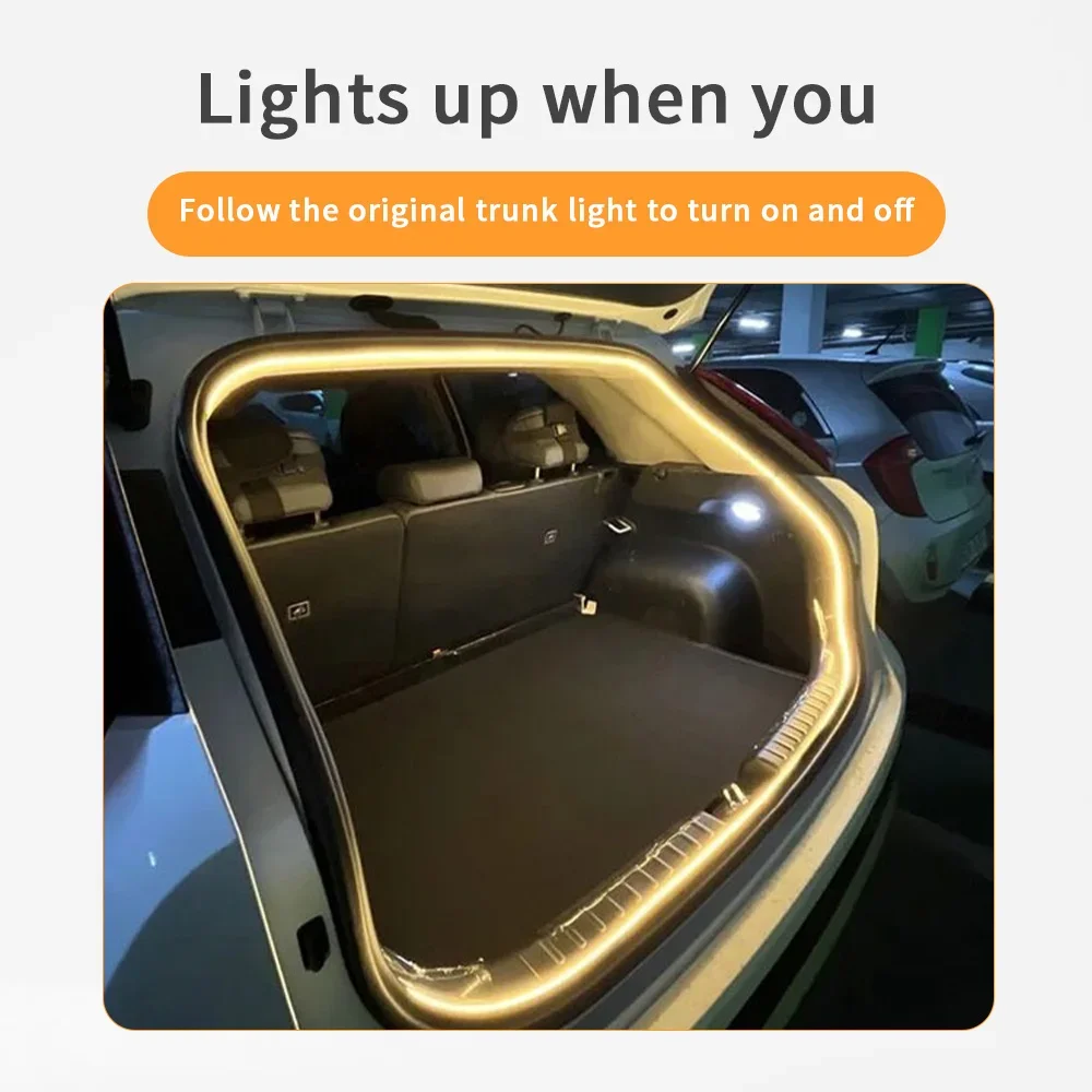 TCYATO Car trunk LED lights, sensor lighting lamps, ambient lights, waterproof silicone decorative lights, no wiring required