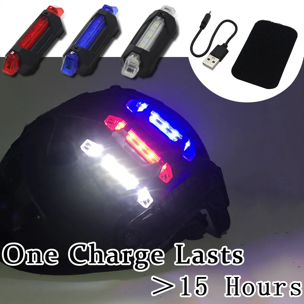 

Тактический фонарь для шлема, перезаряжаемый через USB, задний фонарь, спортивный светодиодный фонарь для велосипеда, задний фонарь, предупреждающий фонарь для велосипеда