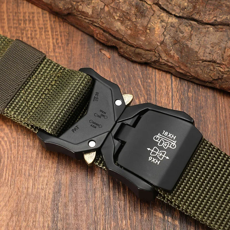 New Tactical belt high quality Nylon men's training belt metal multifunctional buckle outdoor sports hook new