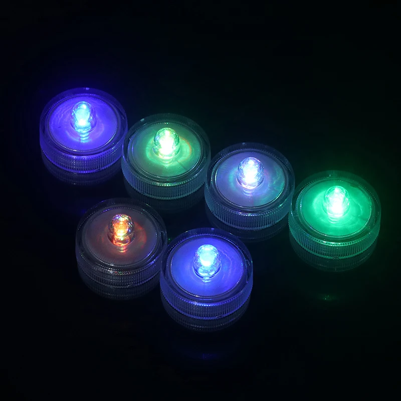 12Pcs Submersible Waterproof LED Tea Light Pond Underwater Tealights Battery Operated Flameless Electric Candles Vase Pond Decor