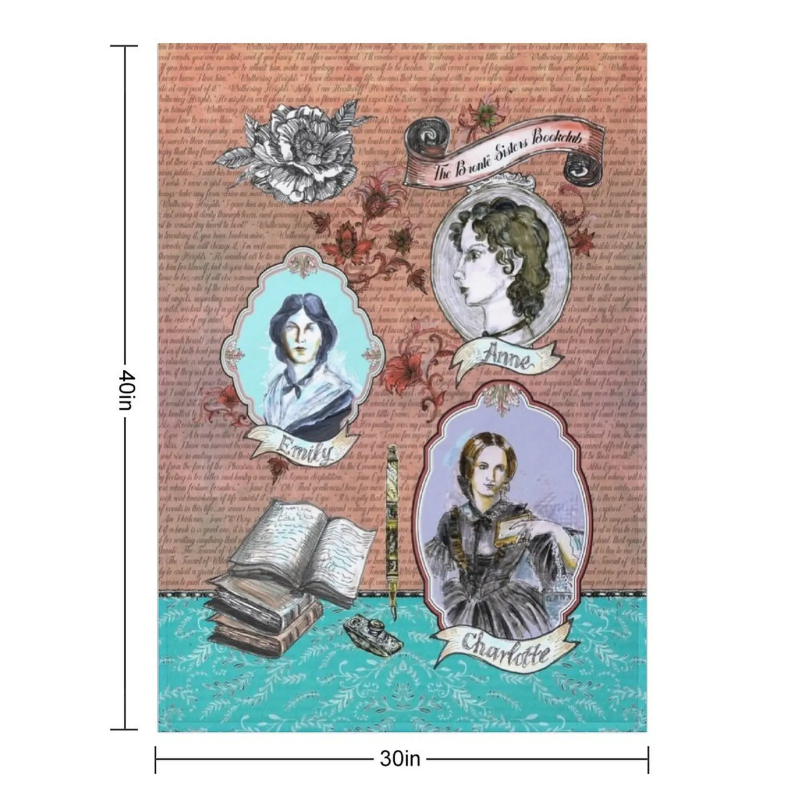 The Bronte Sisters Bookclub - Charlotte Bronte - Emily Bronte - Anne Throw Blanket Heavy Nap Flannels Blankets
