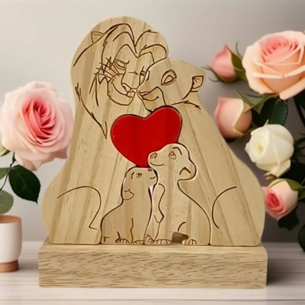 

Personalized Wooden Carved Lion Birthday Gifts for Father Puzzles with Engraved Name Wooden Desk Decor Family Keepsake Gift