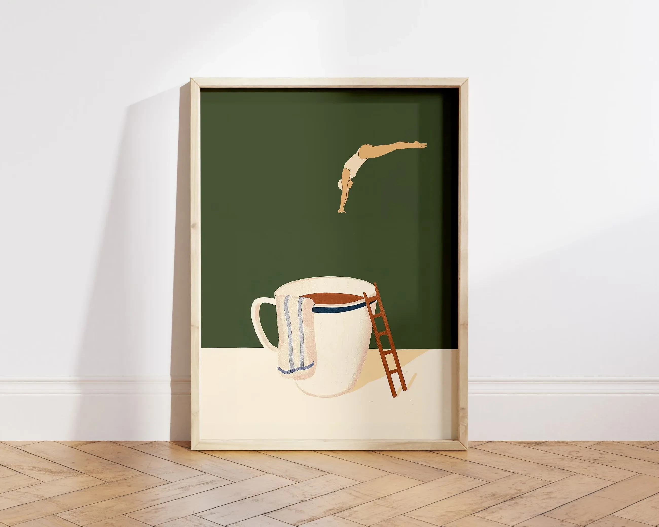 غواص القهوة قماش يطبع المطبخ صباح الخير القهوة جدار الفن الملصقات لغرفة المعيشة الحديثة ديكور المنزل عشاق القهوة الهدايا