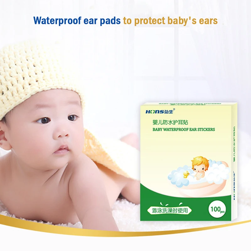 100pcs Baby Waterproof Ear Stickers Bath Swimming Infant Newborn Ear Care Paste