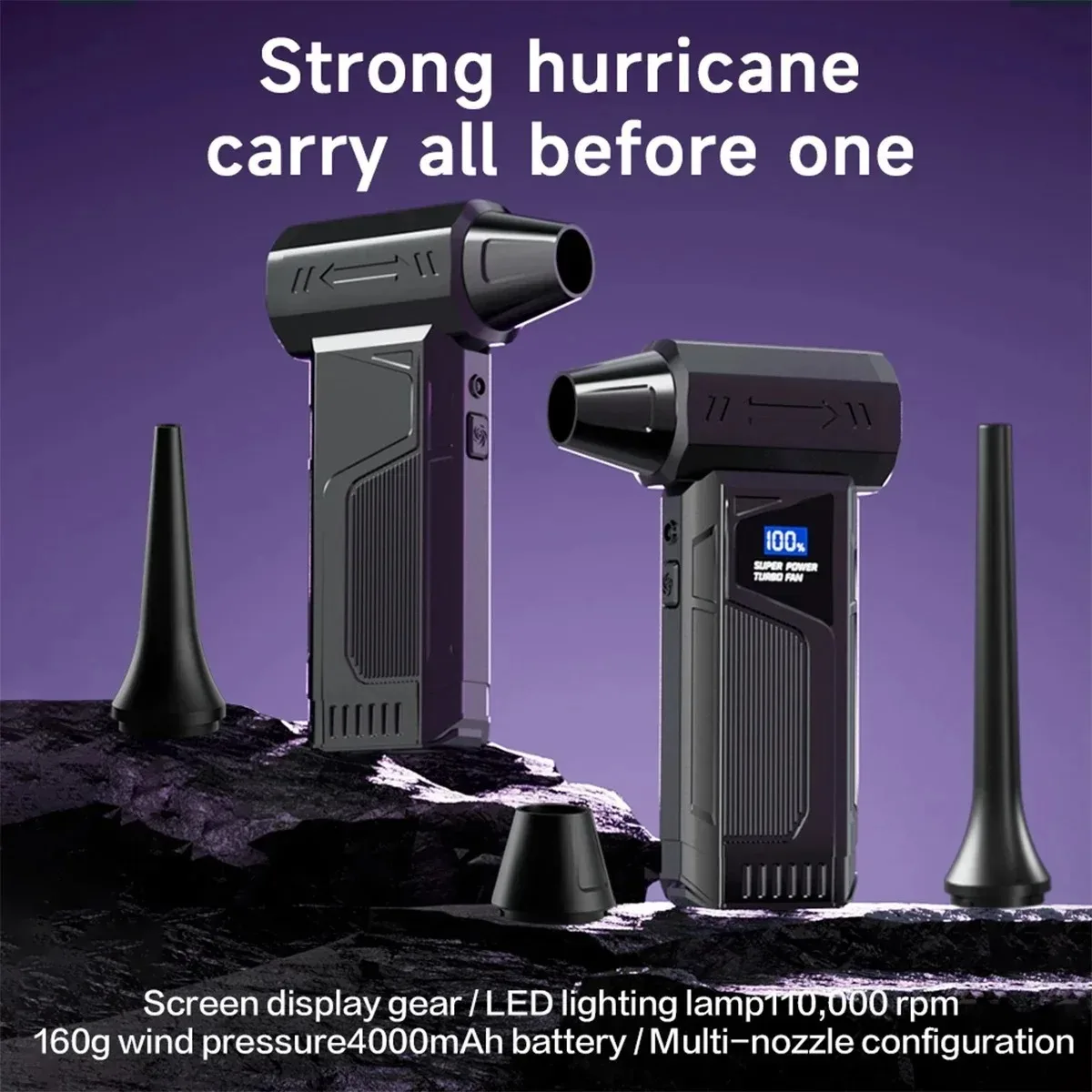 2025 New Wireless Jet Fan Brushless Motor Turbo Air Blower Car Cleaning Led Light Digital Display Portable Outdoor Use.