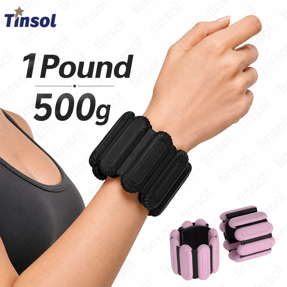 TINSOL Adjustable Silicone Wrist Ankle Weights 500g / 1lb for Men Women Swimming Fitness Pilates Yoga Running Walking Travel Gym