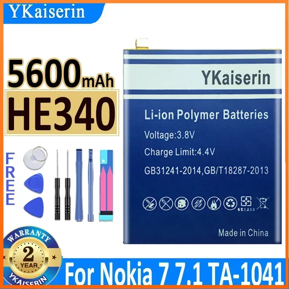 5600mAh YKaiserin HE340 Battery for Nokia 7 for Nokia7 7.1 TA-1041 Bateria Batterie Warranty 2 Years + Trask Code