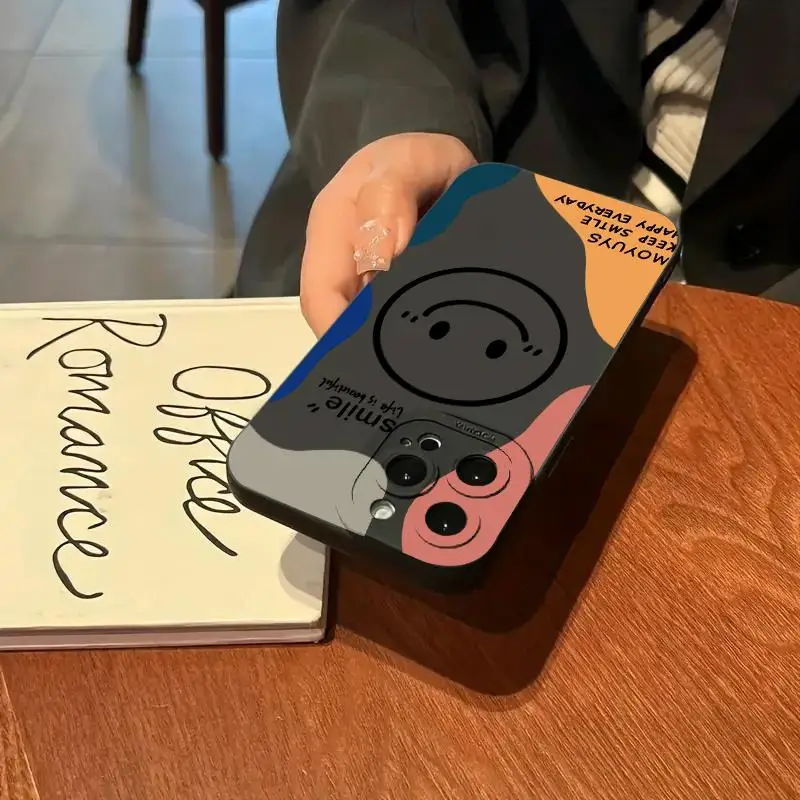 Coque de téléphone de luxe avec visage souriant, étui de protection antidérapant en TPU souple pour IPhone 16 Pro Max 15 14Plus 13 12 11 XR X/XS