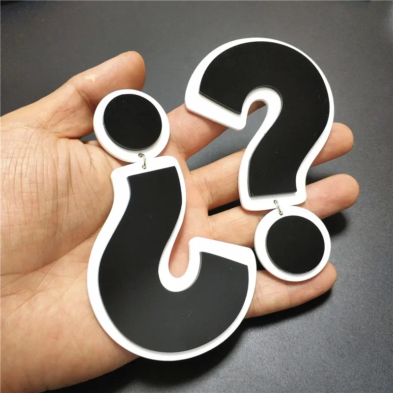 Super Big Size Question Mark Drop Earrings for Women Acrylic Hyperbole Jewelry Performance Art Accessories