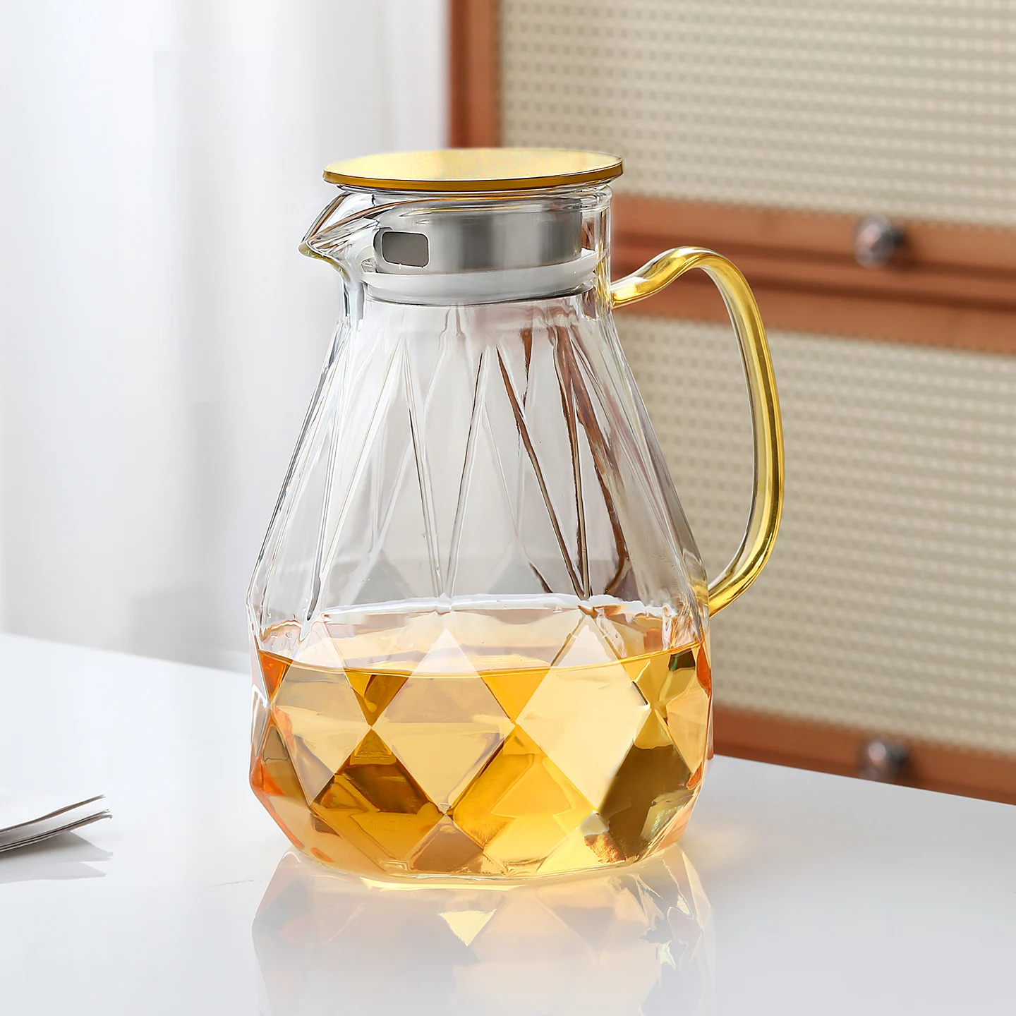 

Thiened Large Capaci Cold Water Pot High Borosilie Glass Lemon Cooling White Opening Home Use Storage Tea Pot New 2025
