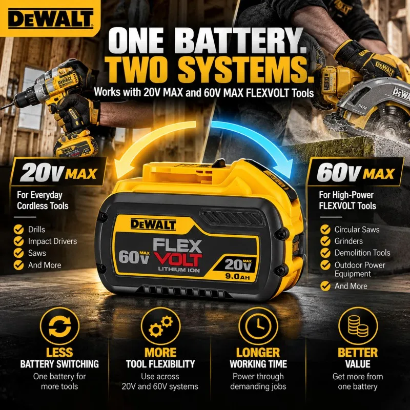 DeWALT 100% Original Battery 20V/60V 9000mAh MAX FlexVolt for DCB606 DCB205 DCB206 DCB209 DCB182 Power Tool Air Transport