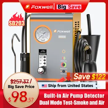 FOXWELL SD203 자동차용 연기 발생기, 12V 내장형 공기 펌프, EVAP 진공 누출 감지기, 자동차 배관 누출 진단 테스터 6 best sales 연기 누출 시험기 - №2