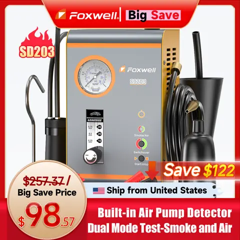 FOXWELL SD203 自動車用スモークマシン 12V 内蔵エアポンプ EVAP 真空リークディテクタ車のパイプ漏れ診断テスター