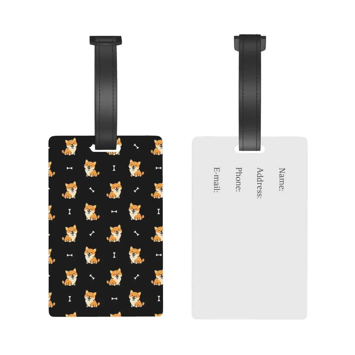 Shiba Inu Pattern Luggage Tags Suitcase Accessories Travel PVC Cute Baggage Boarding Tag Portable Label Holder ID Name Address