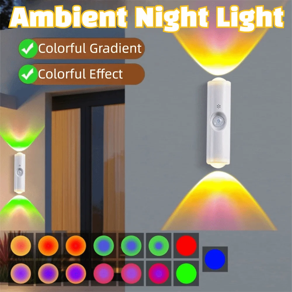 

Wireless Sensor Night Light Portable 3/7 Colors Changing LED Closet Light Dimmable Magnetic Sticker RGB Gradient Wall Lamp