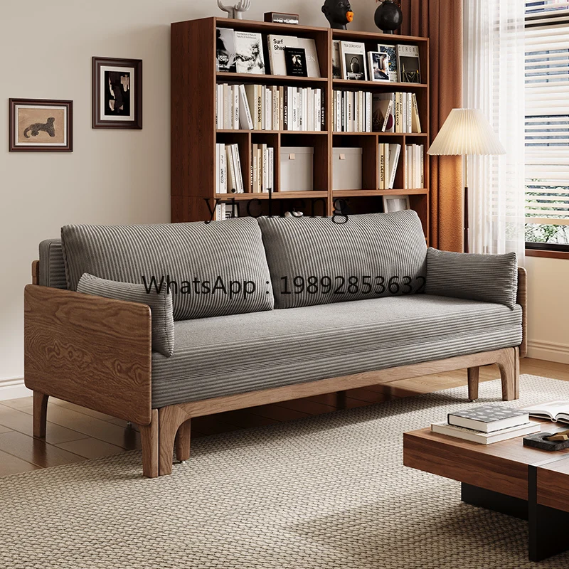 YY  Solid Wood Sofa Bed Foldable Dual-use Small Apartment Single Pull-out Sofa Bed