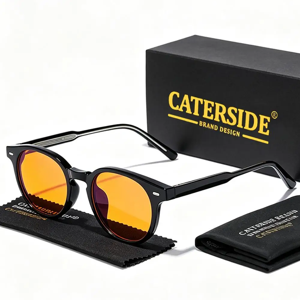 CATERSIDE Herren-Gaming-Brille, Tr-90, runder Rahmen, 99 % Anti-Blaulicht-Brille, Ar, antireflektierende Folie, Damen-Schutzbrille – Detail 7