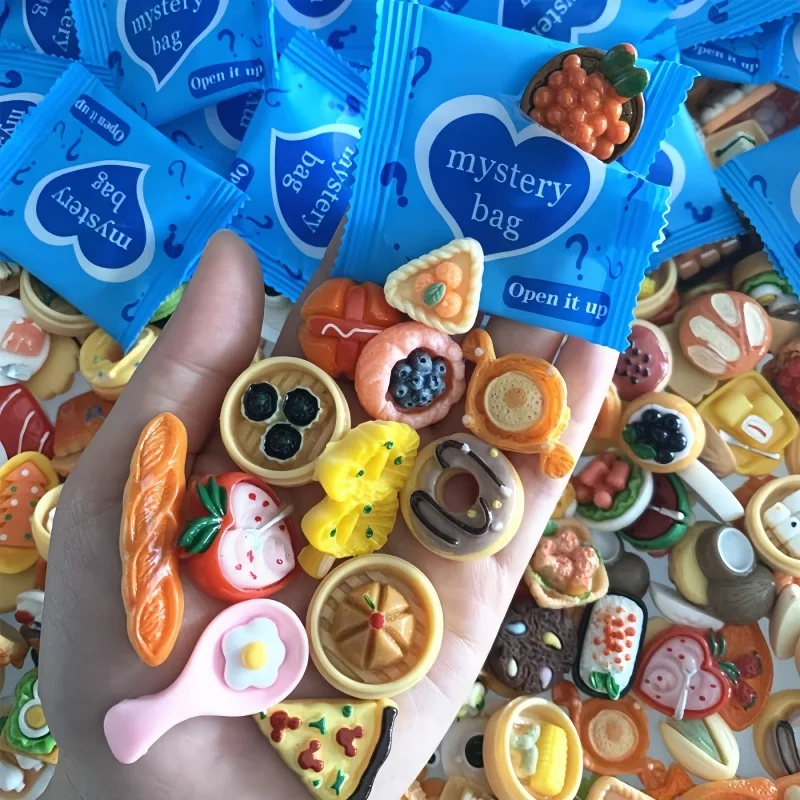 30pcs Diy Mixed Style Blind Bag Mini Food Simulation Cute Blind Box Suitable Children's Toy House Decoration Gift Randomly Sent